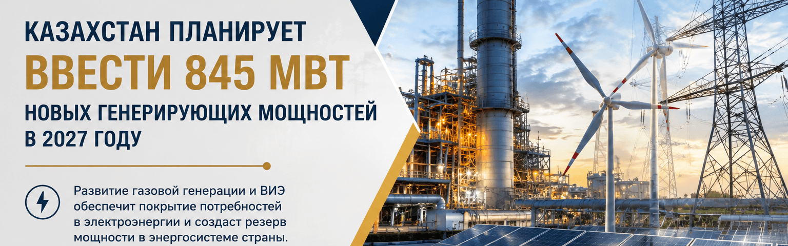 Казахстан планирует ввести 845 МВт новых генерирующих мощностей в 2027 году